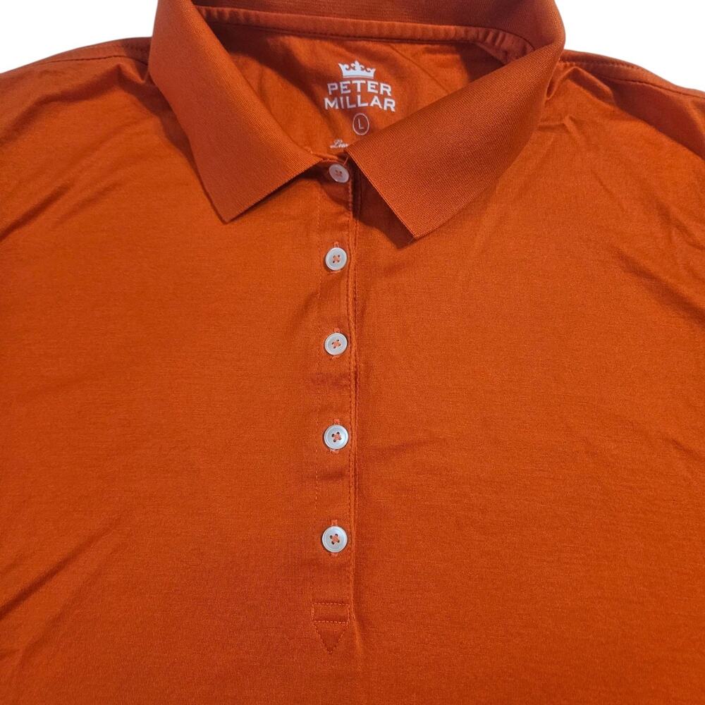 Peter Millar Polo Shirt Women's/ Youth 38 Inch Chest Orange 5 Button 100% Cotton